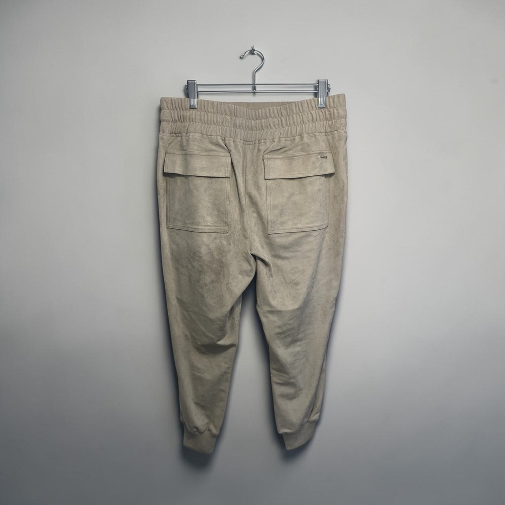 Le Lis Blanc Deux Faux Suede Joggers Beige Elastic Waist Cargo Pants Size 46